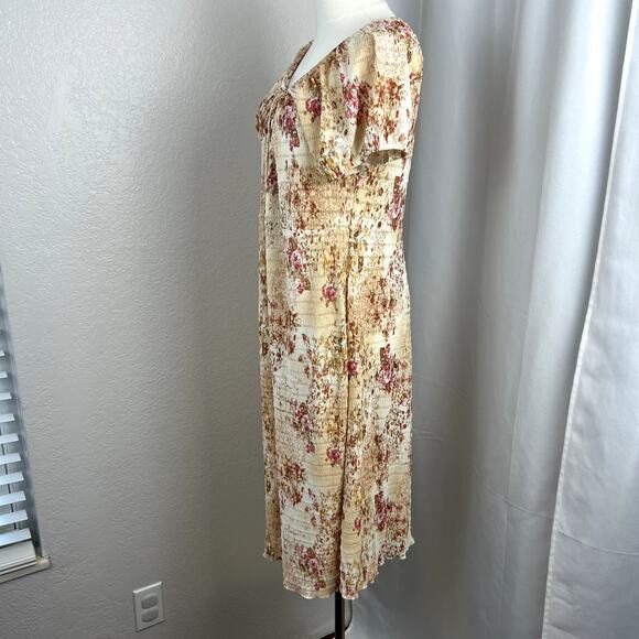 VTG Cottagecore Midi Dress Womens 16W Floral Sheer Stretch Boho Romantic Y2K - Picture 5 of 12